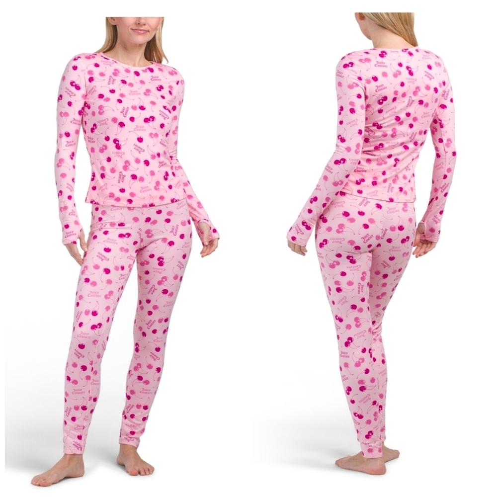 💕▪️Juicy Couture ▪️2pc Cherry Print Fitted Lounge Set Size Large